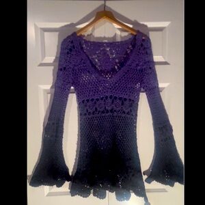 DOLLS KILL  BOTTLED APPETITE CROCHET DRESS PURPLE  SIZE XS🔥💜🔥💜🔥